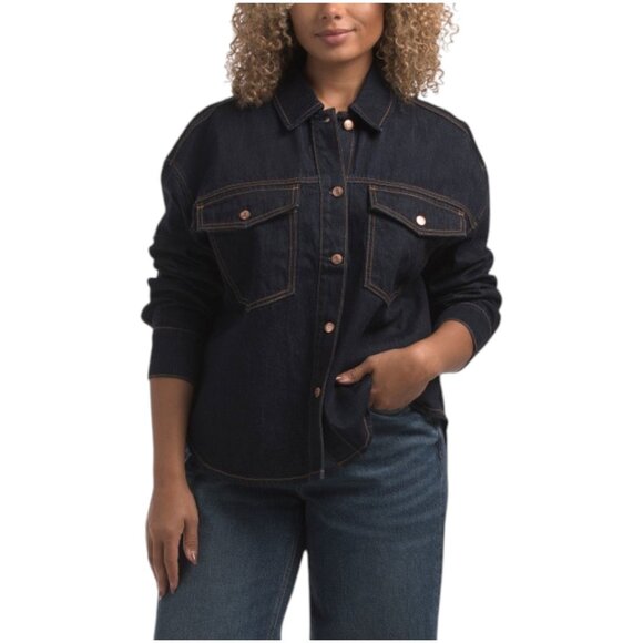 PISTOLA Mandy Crop Oversized Shacket - Picture 1 of 2